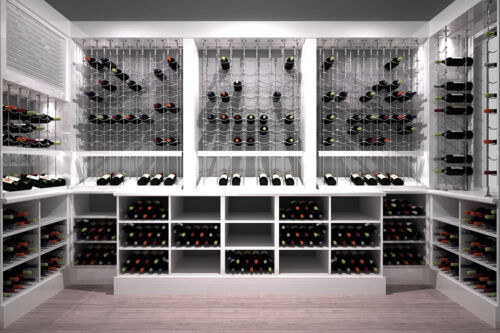 White Residential Custom Wine Cellars Enterprise Las Vegas Cable Wine Systems Display High Tech